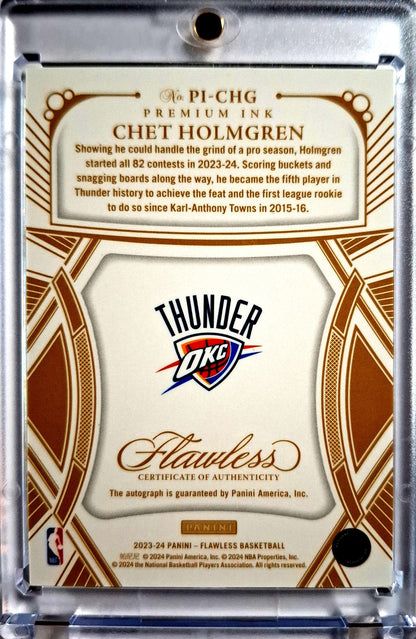 2023-24 Panini Flawless Premium Ink Chet Holmgren Auto 02/15 Oklahoma City Thunder