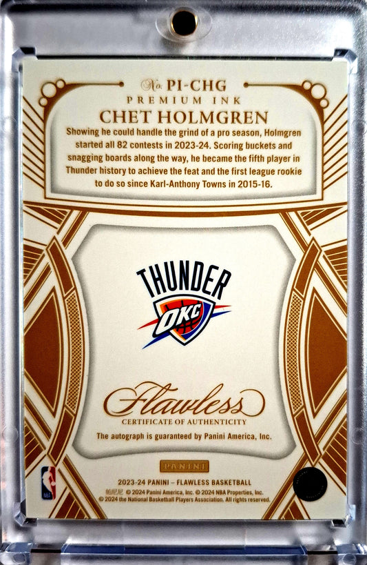 2023-24 Panini Flawless Premium Ink Chet Holmgren Auto 02/15 Oklahoma City Thunder