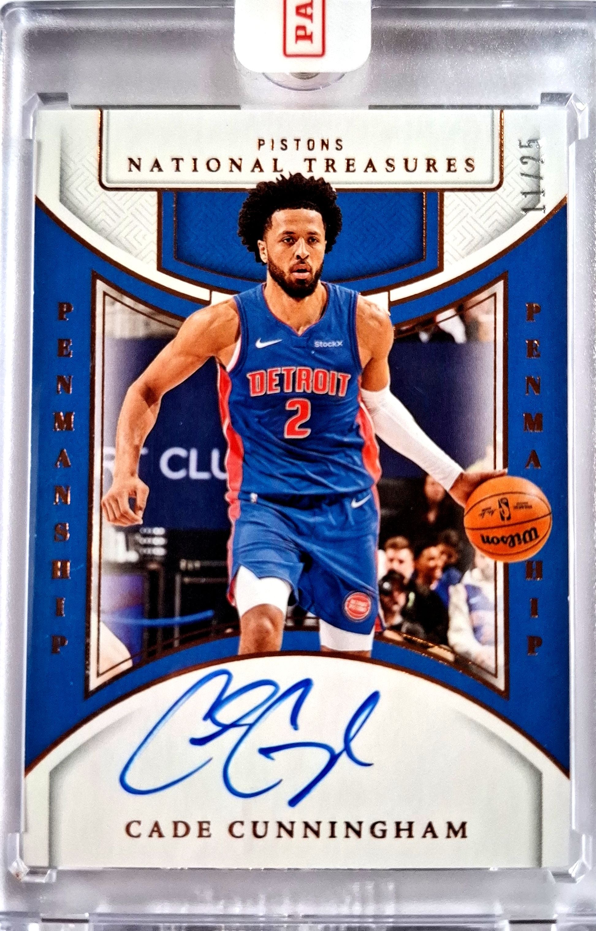 2024-25 Panini National Treasures Penmanship Cade Cunningham Autograph Karte 11/25 Detroit Pistons SEALED.