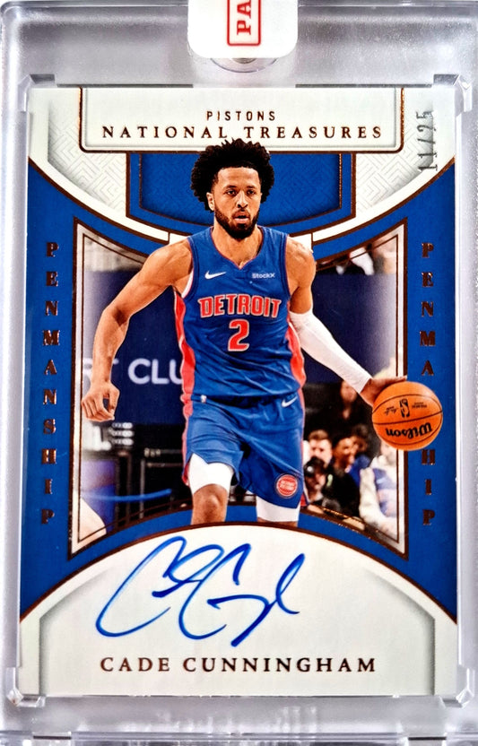 2024-25 Panini National Treasures Penmanship Cade Cunningham Autograph Karte 11/25 Detroit Pistons SEALED.