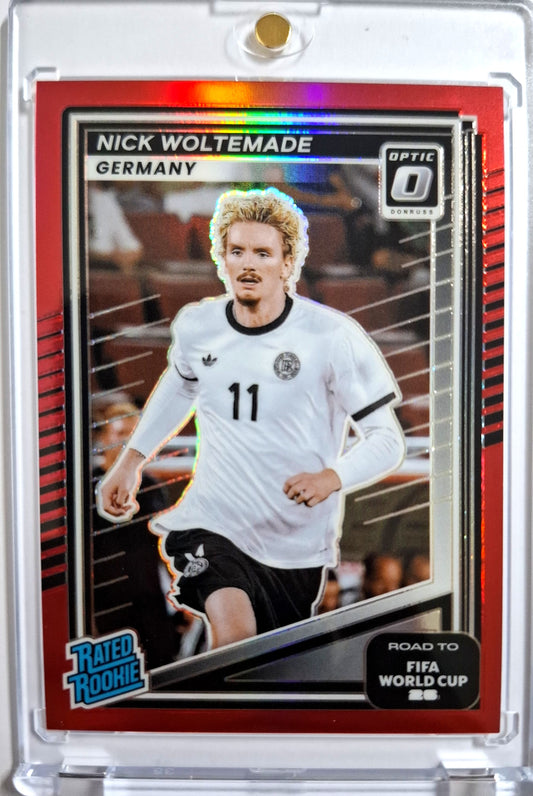 2025-26 Panini Donruss Road to FIFA World Cup 26 Rated Rookie Red Nick Woltemade Karte 076/199 Deutschland.