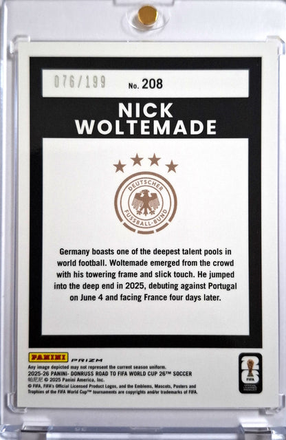 2025-26 Panini Donruss Road to Fifa World Cup 26 Rated Rookie Red Nick Woltemade RC 076/199 Deutschland