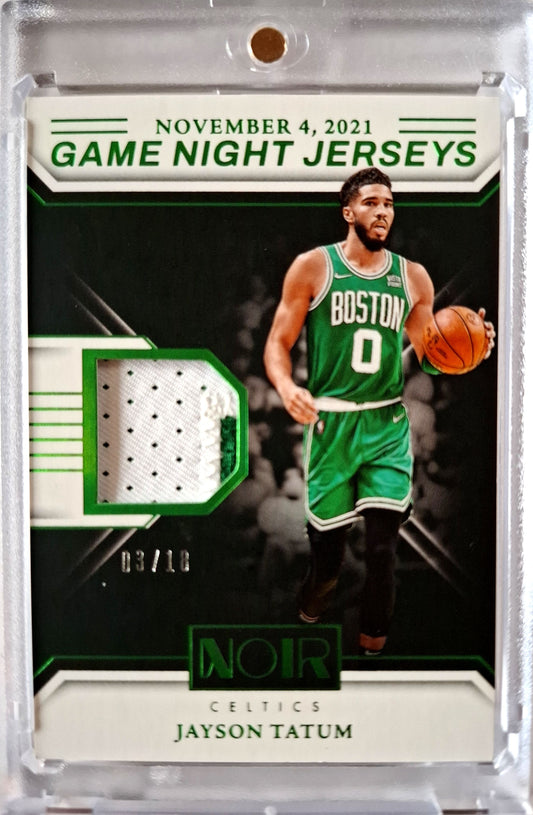 2024-25 Panini Noir Game Night Jerseys Jayson Tatum Patch Karte 03/18 Game Worn Boston Celtics.