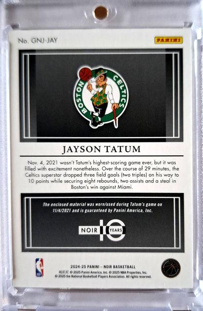 2024-25 Panini Noir Game Night Jerseys Jayson Tatum Patch 03/18 Game Worn Boston Celtics