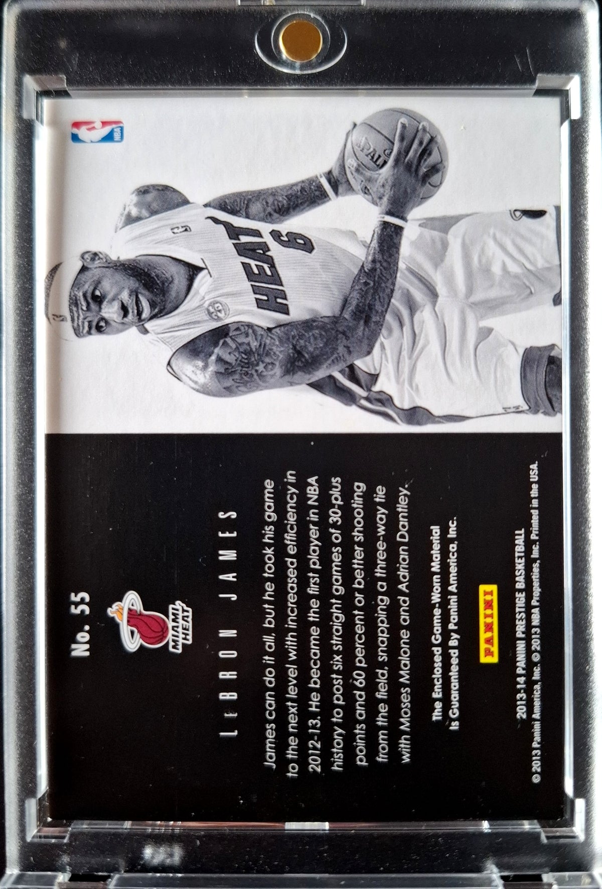 2013-14 Panini Prestige Bonus Shots Lebron James Game Worn Jersey SP Miami Heat