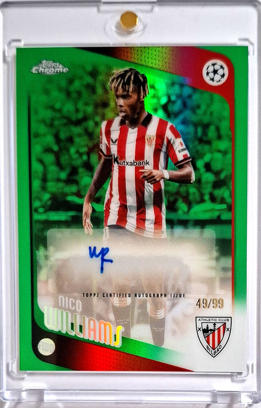 2025-26 Topps Chrome UCC Green Refractor Autograph Nico Williams Karte 49/49 Athletic Club.