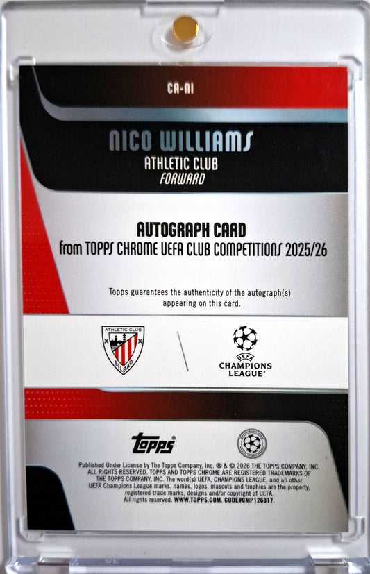 2025-26 Topps Chrome UCC Green Refractor Autograph Nico Williams Auto 49/49 Athletic Club