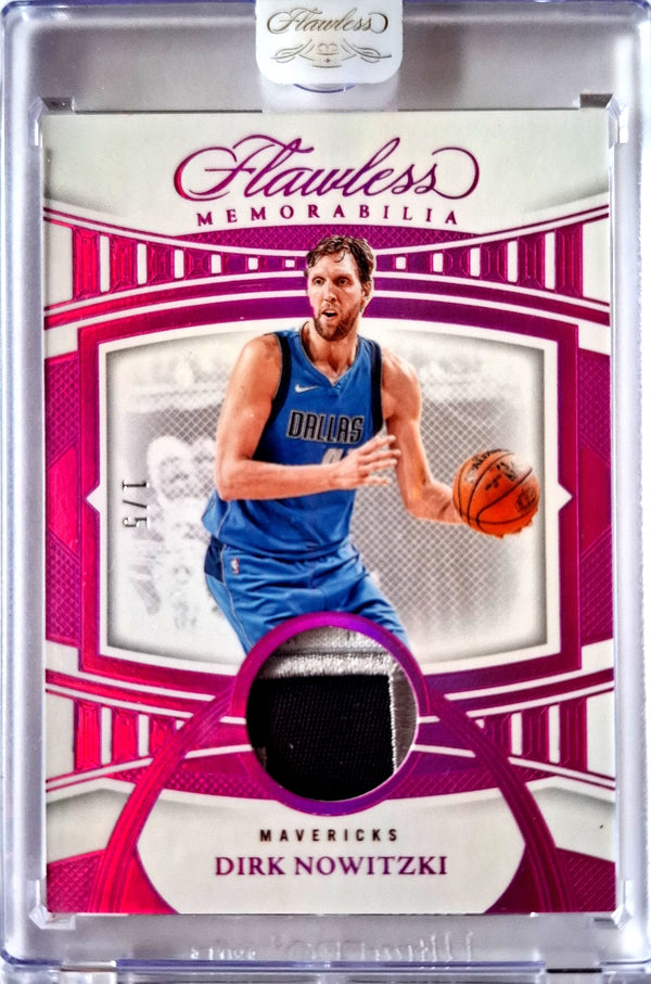 2024-25 Panini Flawless Memorabilia Dirk Nowitzki Patch Karte 1/5 Game Worn Dallas Mavericks Sealed.