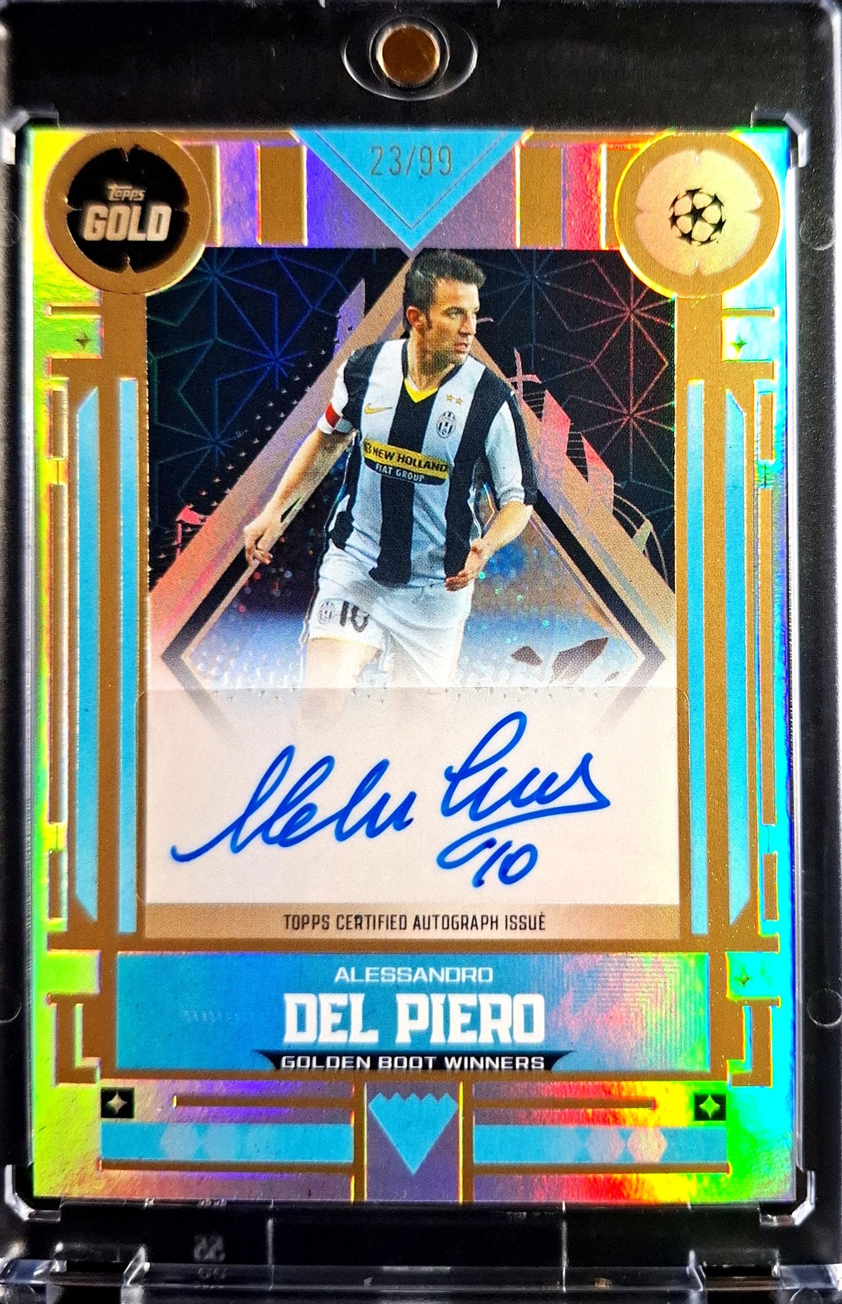 2025-26 Topps Gold Golden Boot Winners Autograph Alessandro Del Piero Auto Karte 23/99 Juventus Turin.