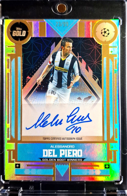 2025-26 Topps Gold Golden Boot Winners Autograph Alessandro Del Piero Auto Karte 23/99 Juventus Turin.
