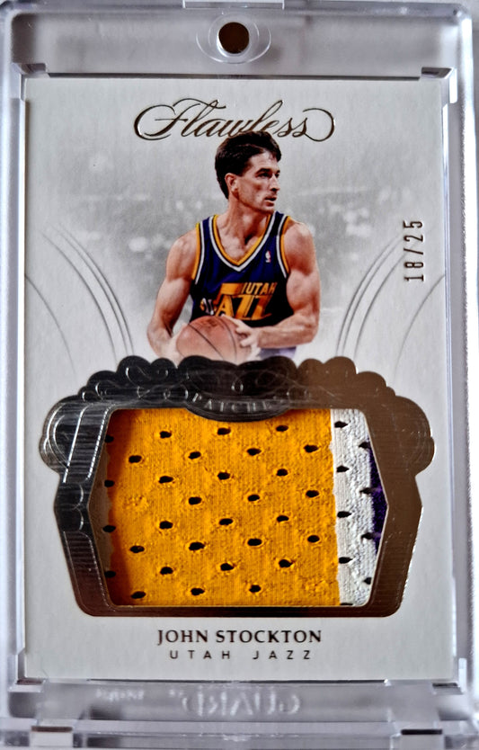2016-17 Panini Flawless Patch John Stockton Karte 18/25 Game Worn Utah Jazz.