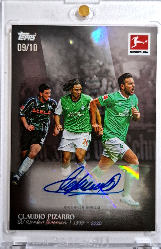 2025-26 Topps Bundesliga International Stars Autograph Black Claudio Pizarro Karte 09/10 Werder Bremen.