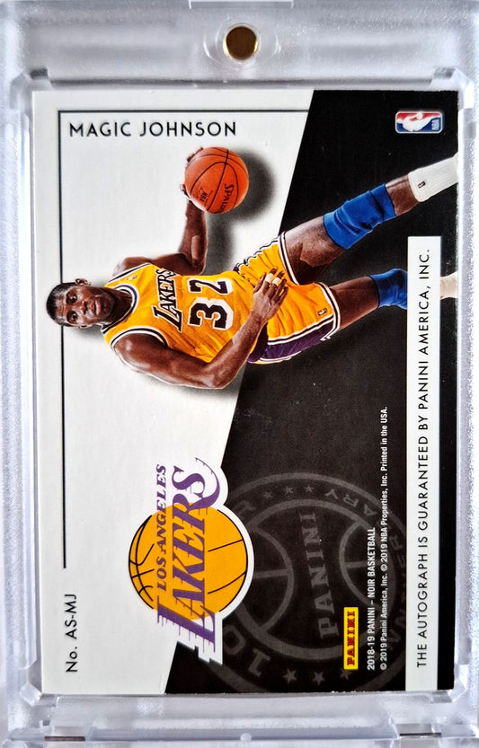 2018-19 Panini Noir 10th Anniversary Magic Johnson Auto 33/49 HOF Los Angeles Lakers