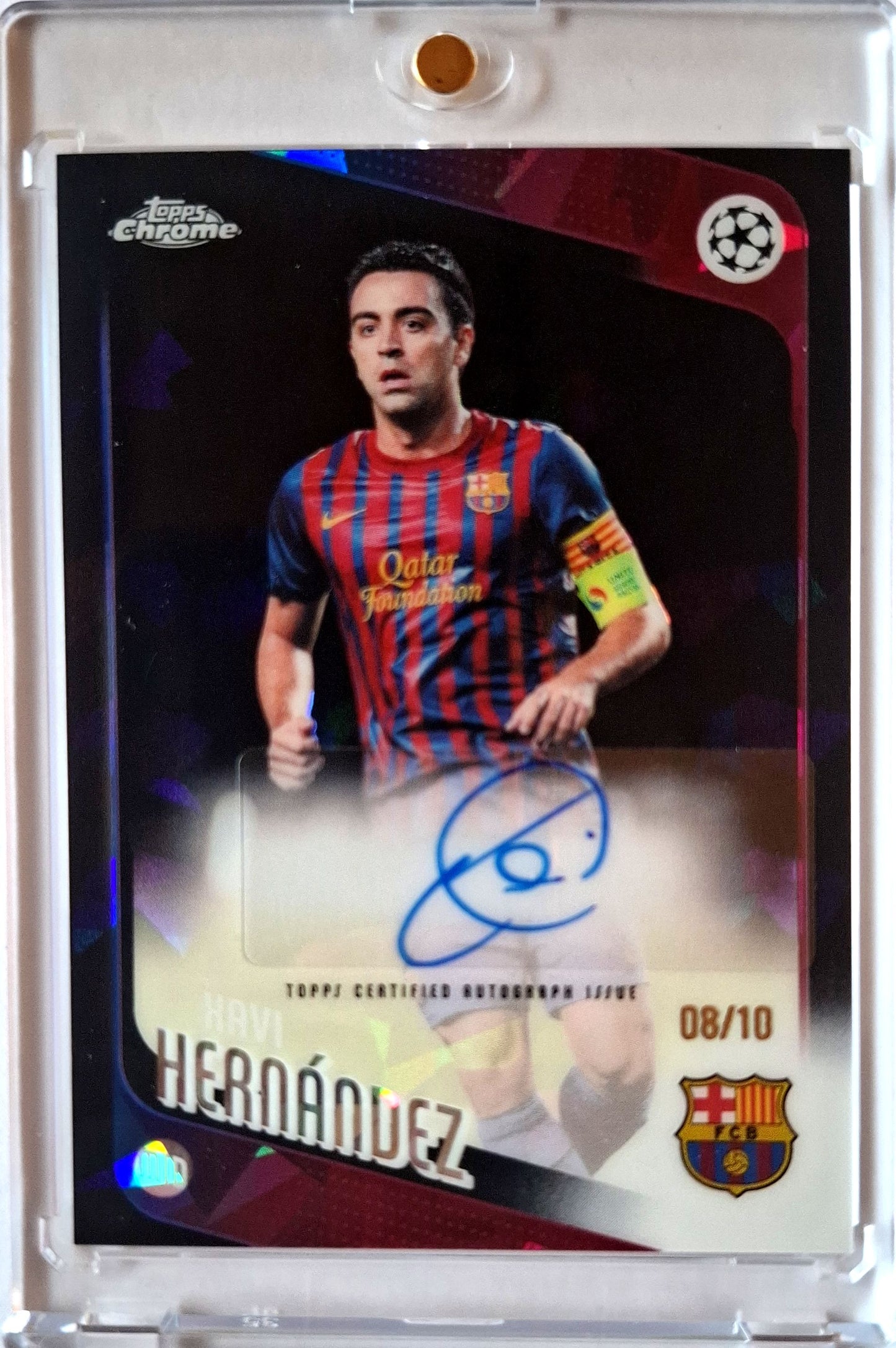 2025-26 Topps Chrome Sapphire UCC Black Xavi Hernández Auto Karte 08/10 FC Barcelona.