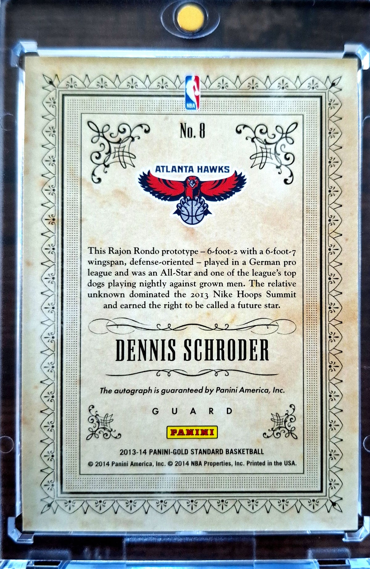 2013-14 Panini Gold Standard Gold Strike Dennis Schröder RC Rookie Auto 071/250 Atlanta Hawks