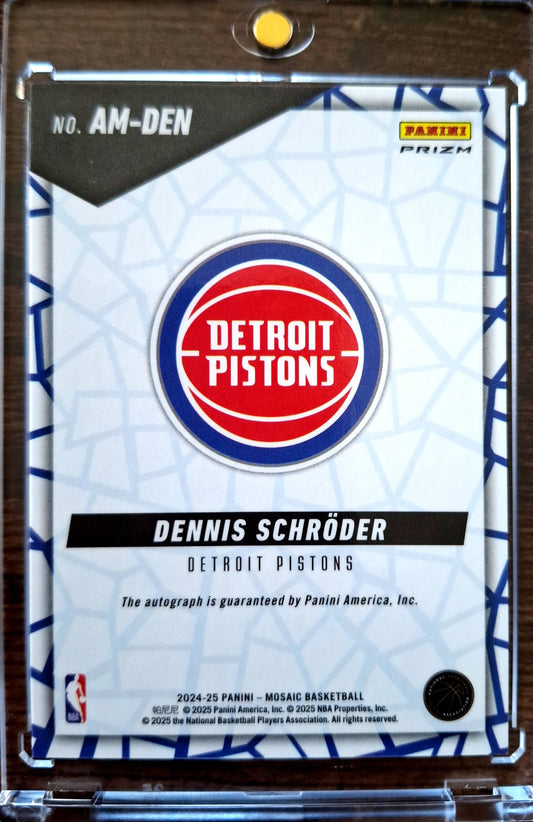 2024-25 Panini Mosaic Autographs Red Choice SSP Dennis Schröder Auto Detroit Pistons