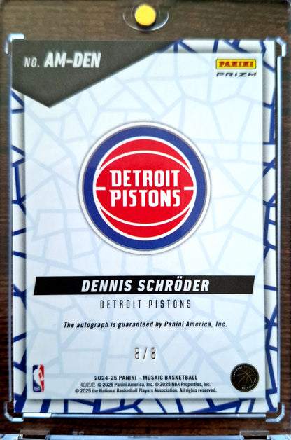 2024-25 Panini Mosaic Autographs Black Gold 8/8 Dennis Schröder Auto Detroit Pistons