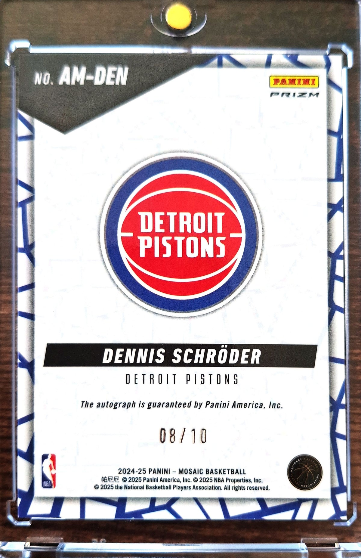 2024-25 Panini Mosaic Autographs Gold Disco 08/10 Dennis Schröder Auto Detroit Pistons