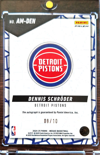 2024-25 Panini Mosaic Autographs Gold Disco 08/10 Dennis Schröder Auto Detroit Pistons