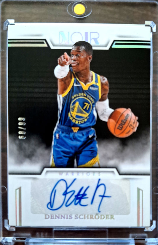 2024-25 Panini Noir Autographs Dennis Schröder Auto Karte 68/99 Golden State Warriors.