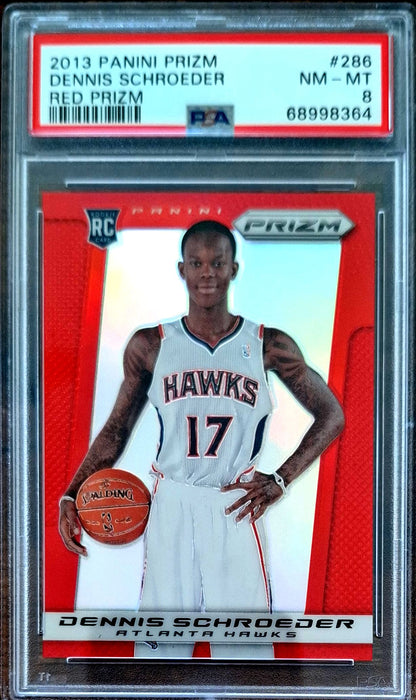 2013-14 Panini Prizm Red Prizm Dennis Schröder RC Rookie PSA 8 Atlanta Hawks.