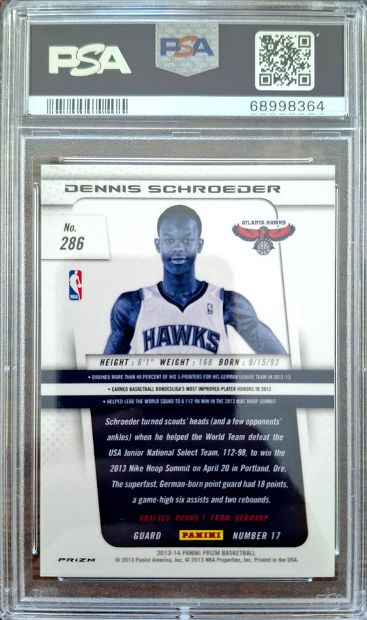 2013-14 Panini Prizm Red Prizm Dennis Schröder RC Rookie PSA 8 Atlanta Hawks