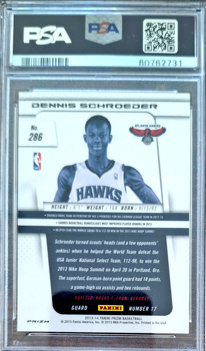 2013-14 Panini Prizm Blue Prizm Dennis Schröder RC Rookie PSA 8 Atlanta Hawks