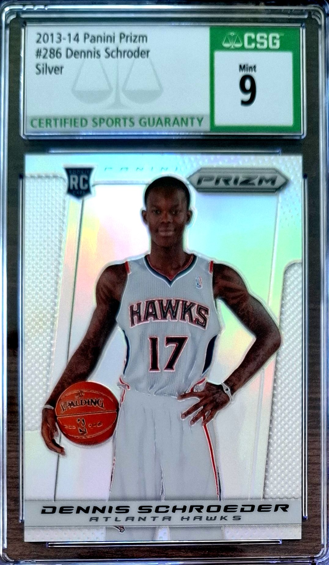 2013-14 Panini Prizm Silver Prizm Dennis Schröder RC Rookie CSG 9 Atlanta Hawks.