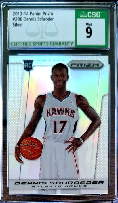 2013-14 Panini Prizm Silver Prizm Dennis Schröder RC Rookie CSG 9 Atlanta Hawks.
