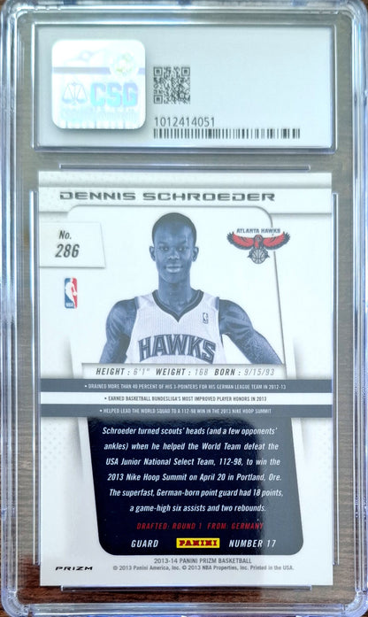2013-14 Panini Prizm Silver Prizm Dennis Schröder RC Rookie CSG 9 Atlanta Hawks