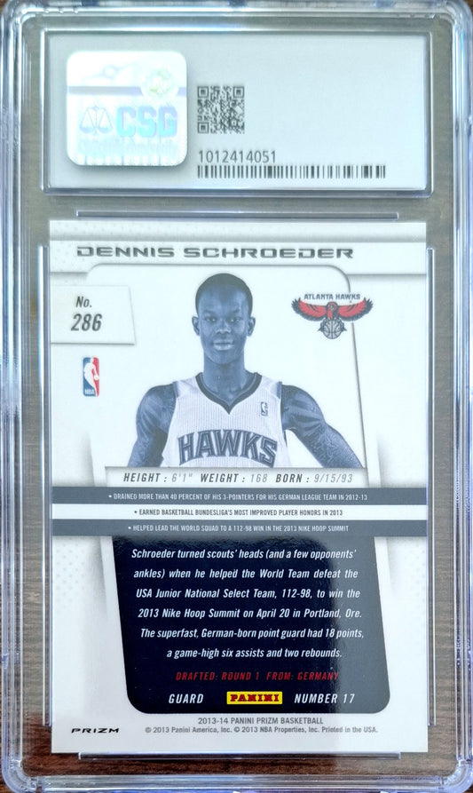 2013-14 Panini Prizm Silver Prizm Dennis Schröder RC Rookie CSG 9 Atlanta Hawks