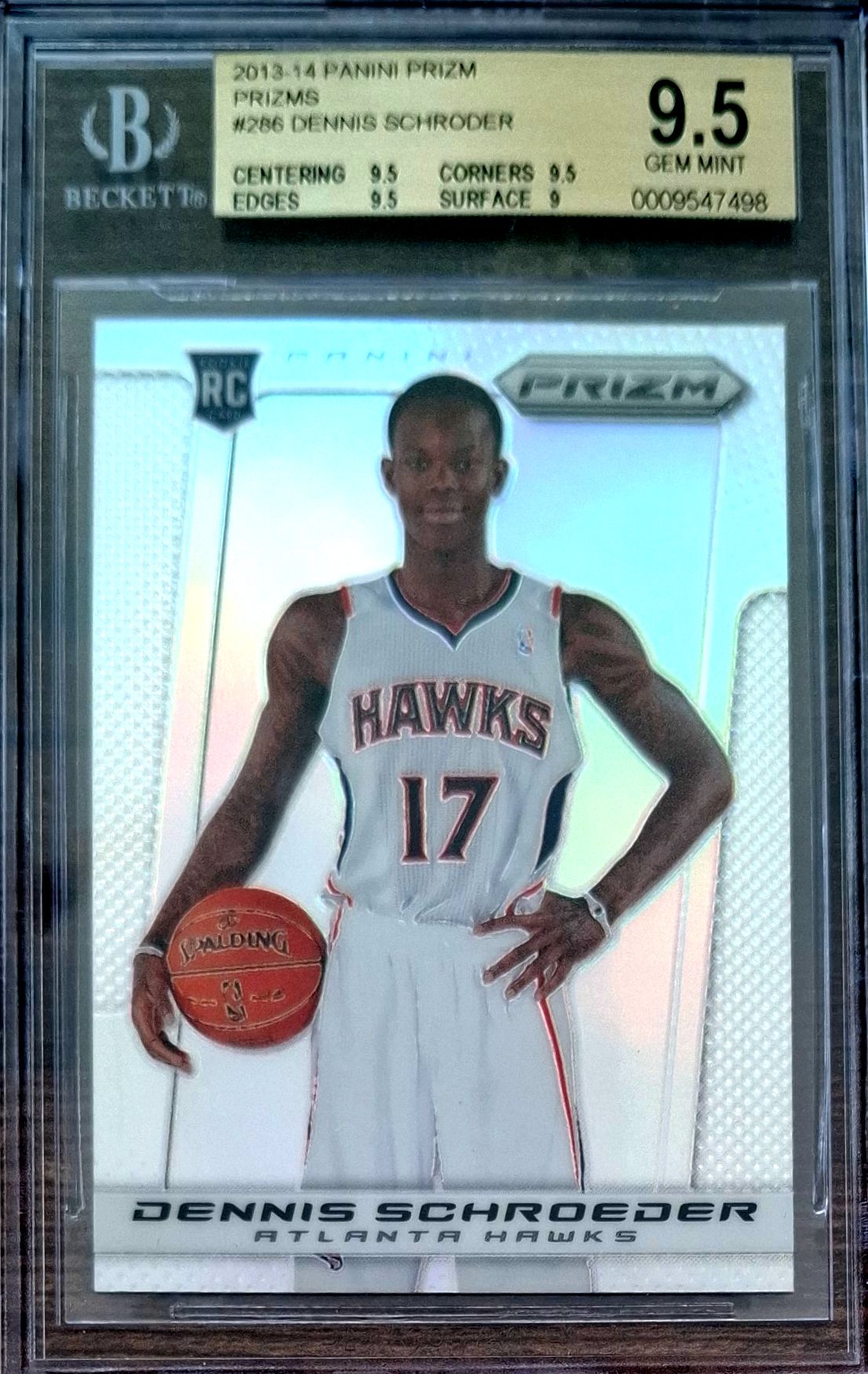 2013-14 Panini Prizm Silver Prizms Dennis Schröder RC Rookie BGS 9.5 Atlanta Hawks