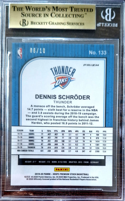 2019-20 Panini Hoops Premium Stock Prizm Gold Flash Dennis Schröder 06/10 BGS 9.5 Oklahoma City Thunder