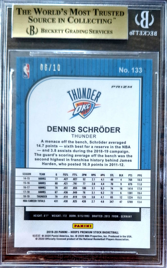 2019-20 Panini Hoops Premium Stock Prizm Gold Flash Dennis Schröder 06/10 BGS 9.5 Oklahoma City Thunder