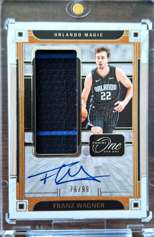 2023-24 Panini One and One Jersey Autograph Franz Wagner Auto Karte 76/99 Orlando Magic.