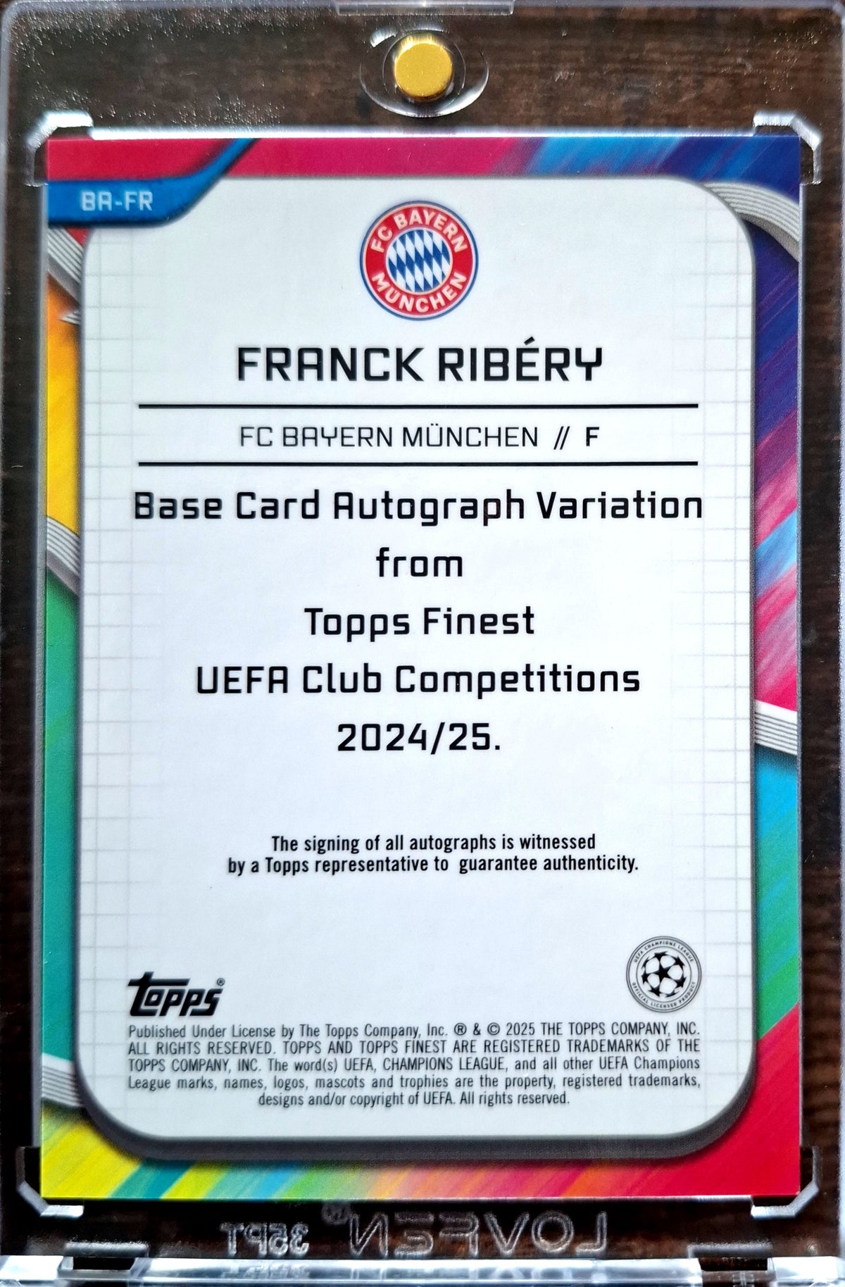 2024-25 Topps Finest UCC Pink Frank Ribery Auto 45/75 FC Bayern Müchen