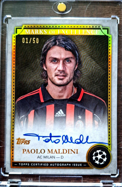 2024-25 Topps Chrome UCC Marks of Excellence Paolo Maldini Auto Karte 01/50 AC Milan.