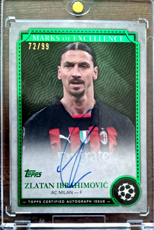2024-25 Topps Chrome UCC Marks of Excellence Zlatan Ibrahimović Auto Karte 72/99 AC Milan.