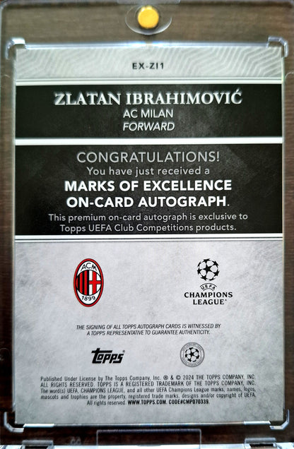 2024-25 Topps Chrome UCC Marks of Excellence Zlatan Ibrahimovic Auto 72/99 AC Milan