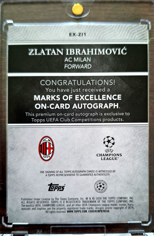 2024-25 Topps Chrome UCC Marks of Excellence Zlatan Ibrahimovic Auto 72/99 AC Milan