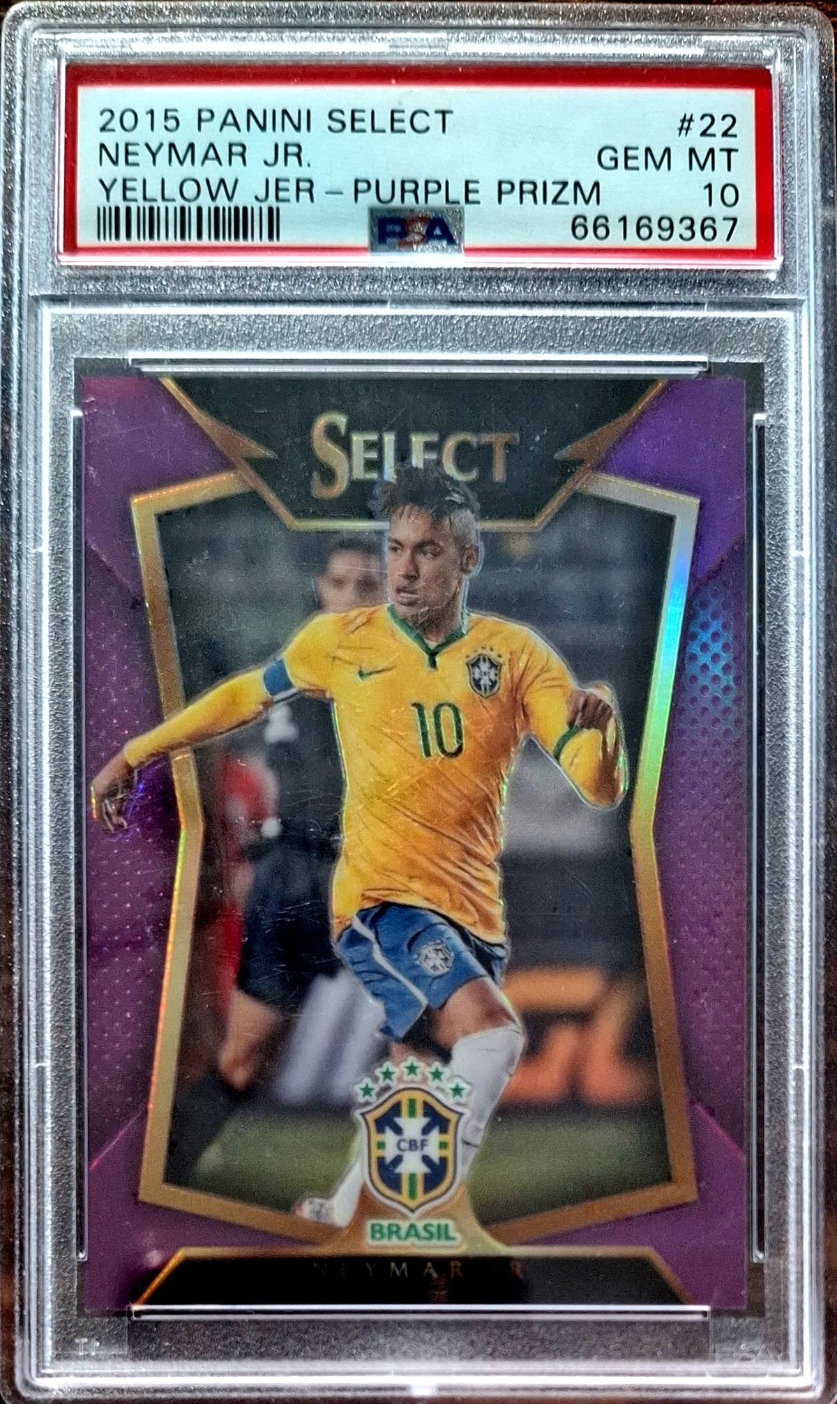2015-16 Panini Select Purple Prizm Neymar Jr. Karte 86/99 PSA 10 Gem Mint Brasilien POP 10.