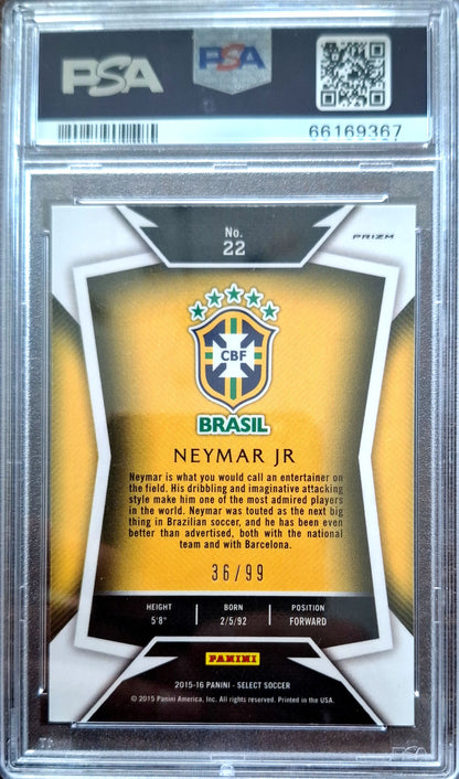 2015-16 Panini Select Purple Prizm Neymar Jr. 86/99 PSA 10 Brasilien POP10