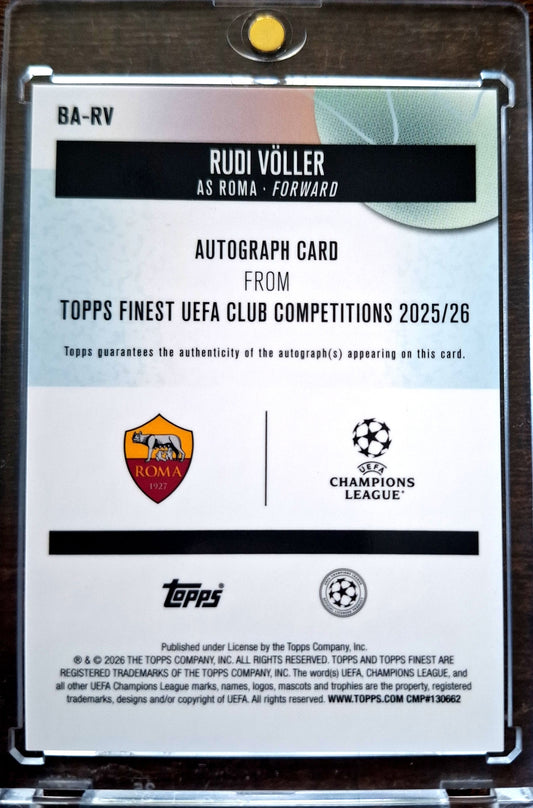 2025-26 Topps Finest UCC Orange Rudi Völler Auto 03/25 AS Roma