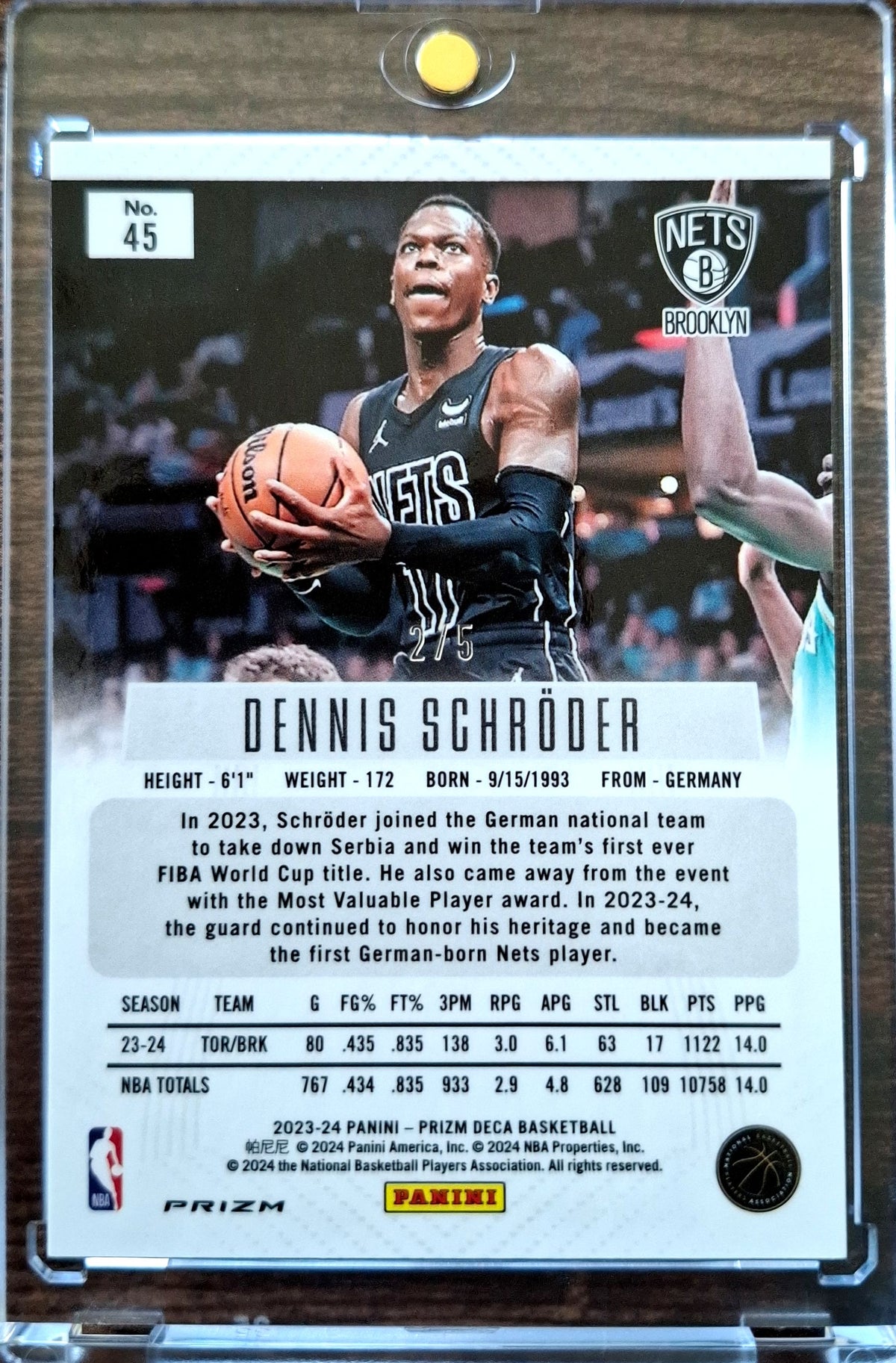 2023-24 Panini Prizm Deca Gold Shimmer 2/5 Dennis Schröder Brooklyn Nets