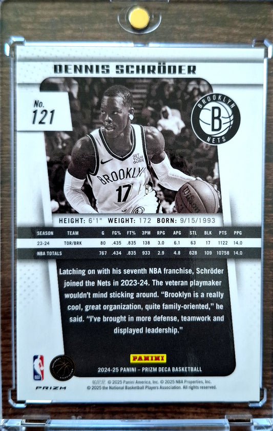2024-25 Panini Prizm Deca Gold Shimmer 7/8 Dennis Schröder Brooklyn Nets