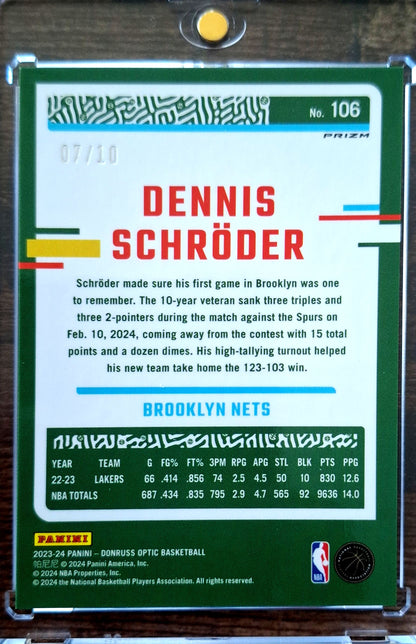 2023-24 Panini Donruss Optic Gold Prizm 07/10 Dennis Schröder Brooklyn Nets