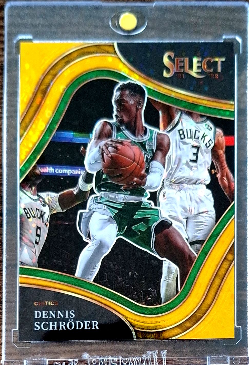 2021-22 Panini Select Disco Gold Prizm Dennis Schröder Karte 03/10 Boston Celtics.