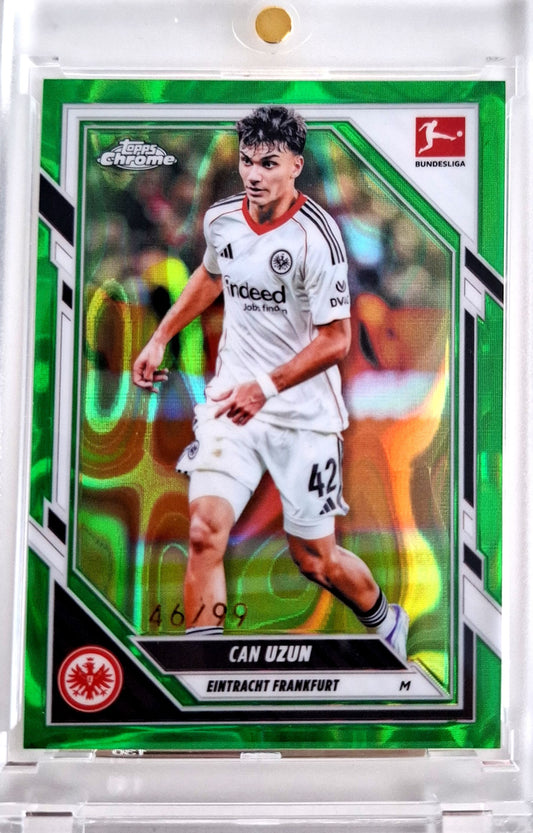 2025-26 Topps Chrome Bundesliga Can Uzun Green Lava 46/99 Eintracht Frankfurt