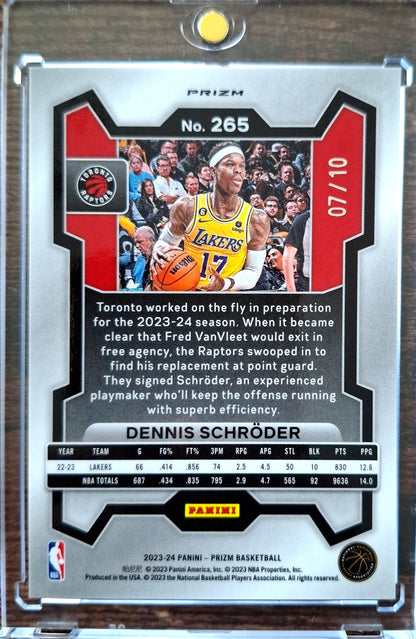 2023-24 Panini Prizm Gold Shimmer Prizm 07/10 Dennis Schröder Los Angeles Lakers