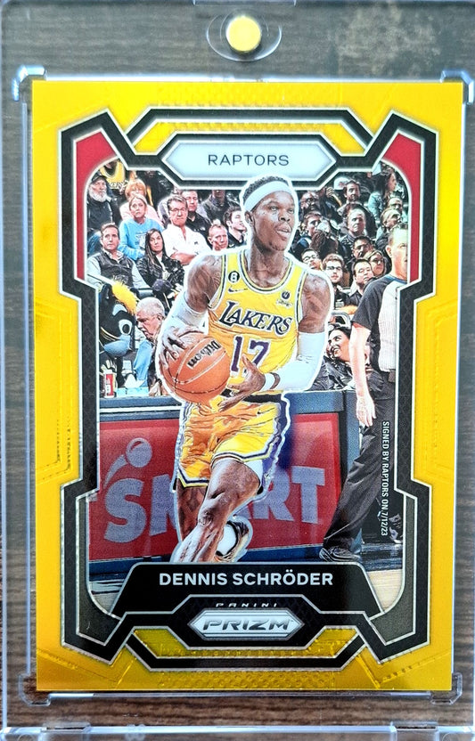 2023-24 Panini Prizm Gold Prizm Dennis Schröder Karte 06/10 Los Angeles Lakers.